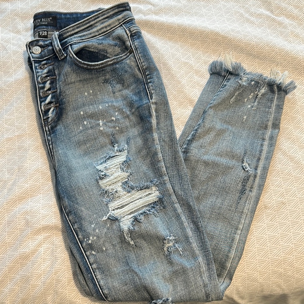 Judy Blue Boyfriend Jeans Distressed Blue